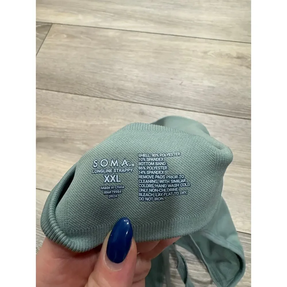 SOMA SPORT Longline Bra with Strappy Back XXL olive green